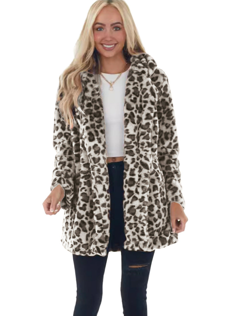Rabbit Fur Leopard Print Mid-length Clothing Fashionable Jacket
