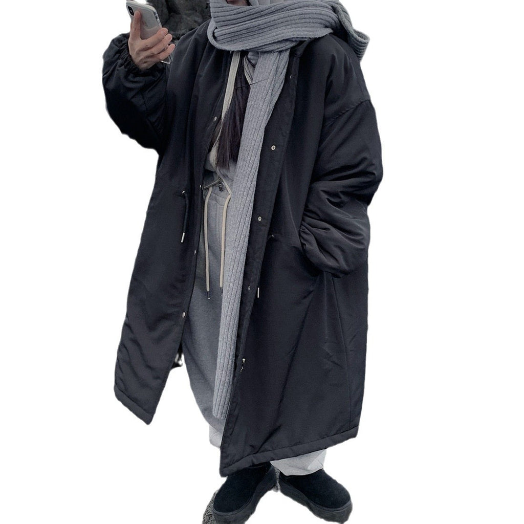 Parka invernale comodo da lavoro, ampio, con coulisse, colletto alla coreana e imbottitura in cotone