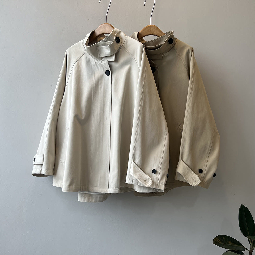 Women's Loose Mid-length Cape Trench Coat