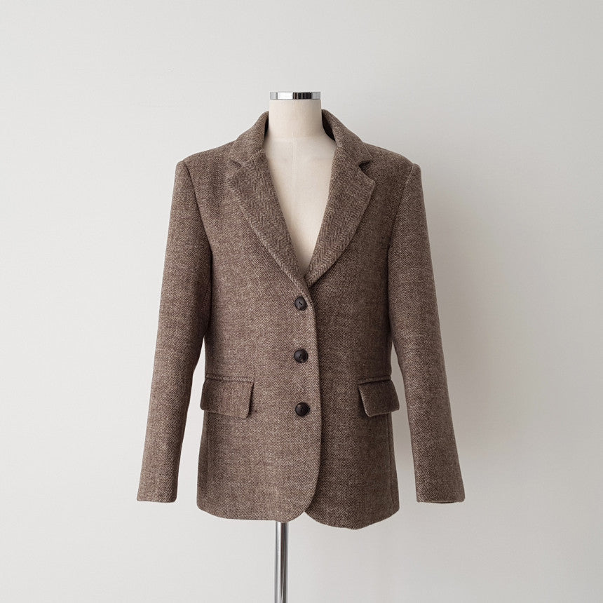 Ladies Fashion Temperament Retro Herringbone Blazer
