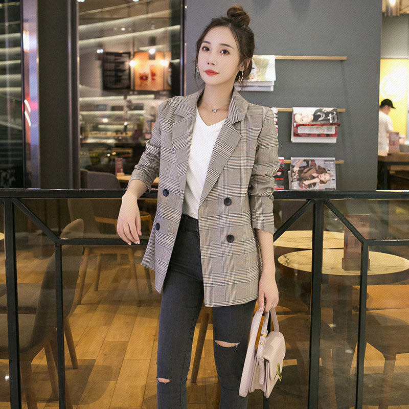 Spring New Versatile British Coat Temperament Goddess Fan Long Sleeve Suit Top Dress