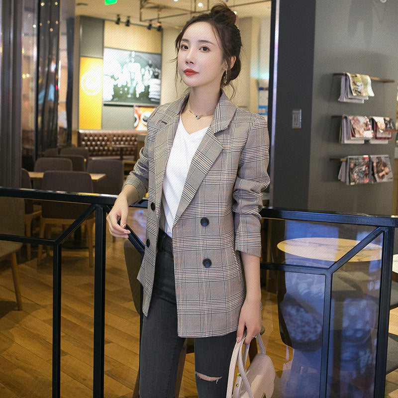 Spring New Versatile British Coat Temperament Goddess Fan Long Sleeve Suit Top Dress