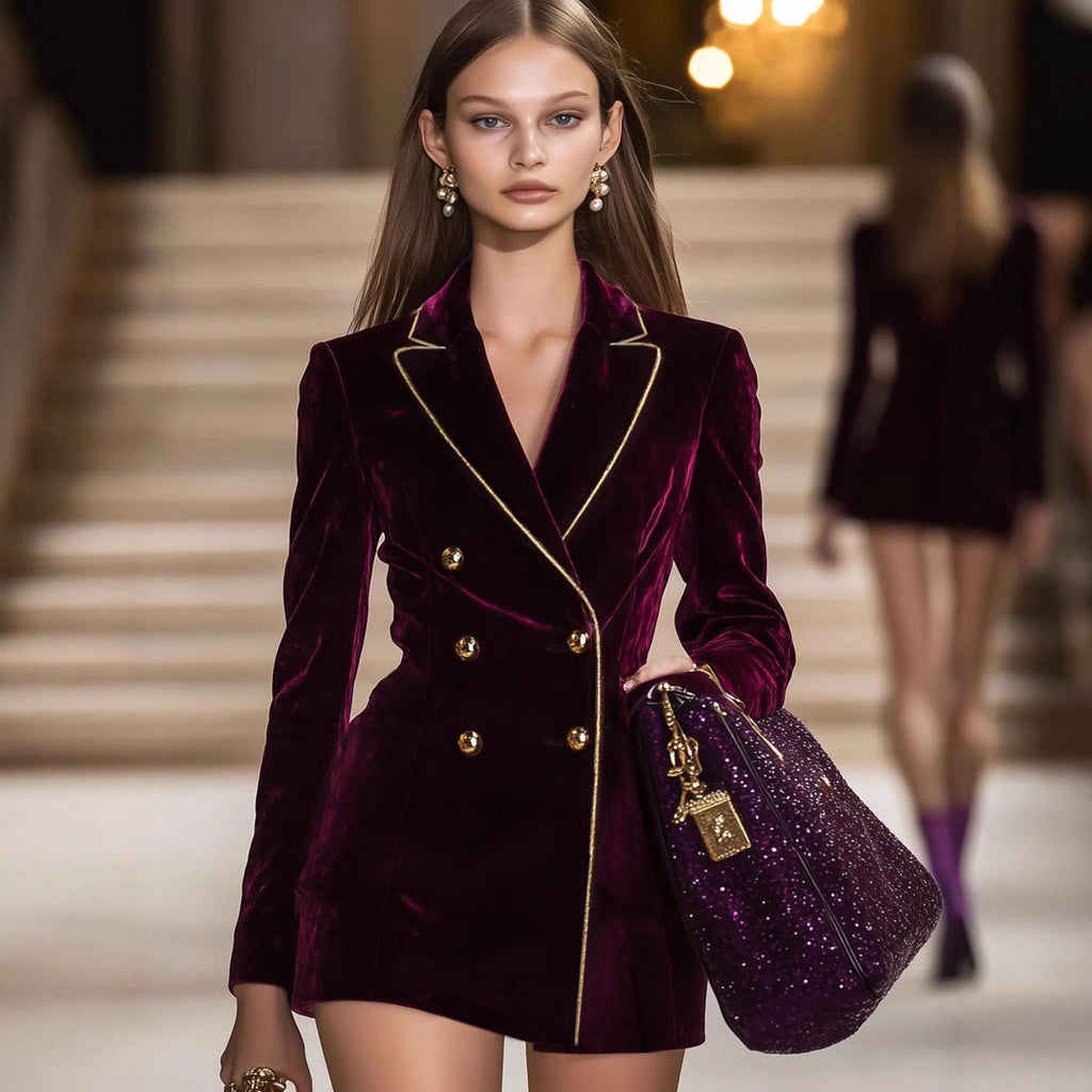 SpringSummer New Arrival Slim-fit Double-breasted Fuzzy Patchwork Evening Gown Top