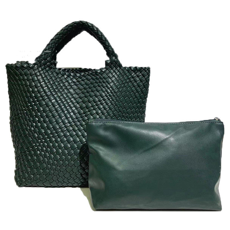 Borsa a mano da donna di grande capacità, intrecciata a mano