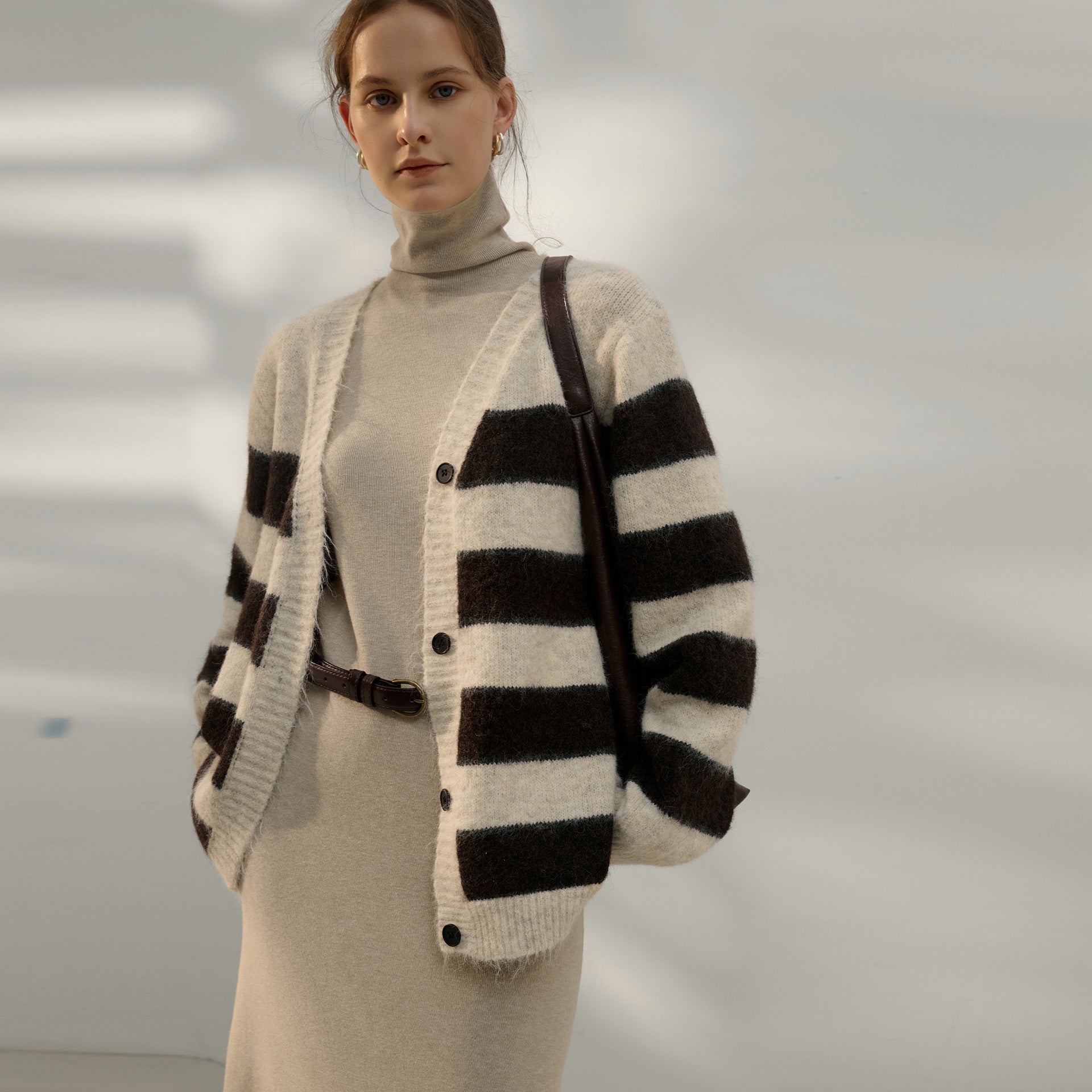 Retro Casual Striped Autumn Wool Women