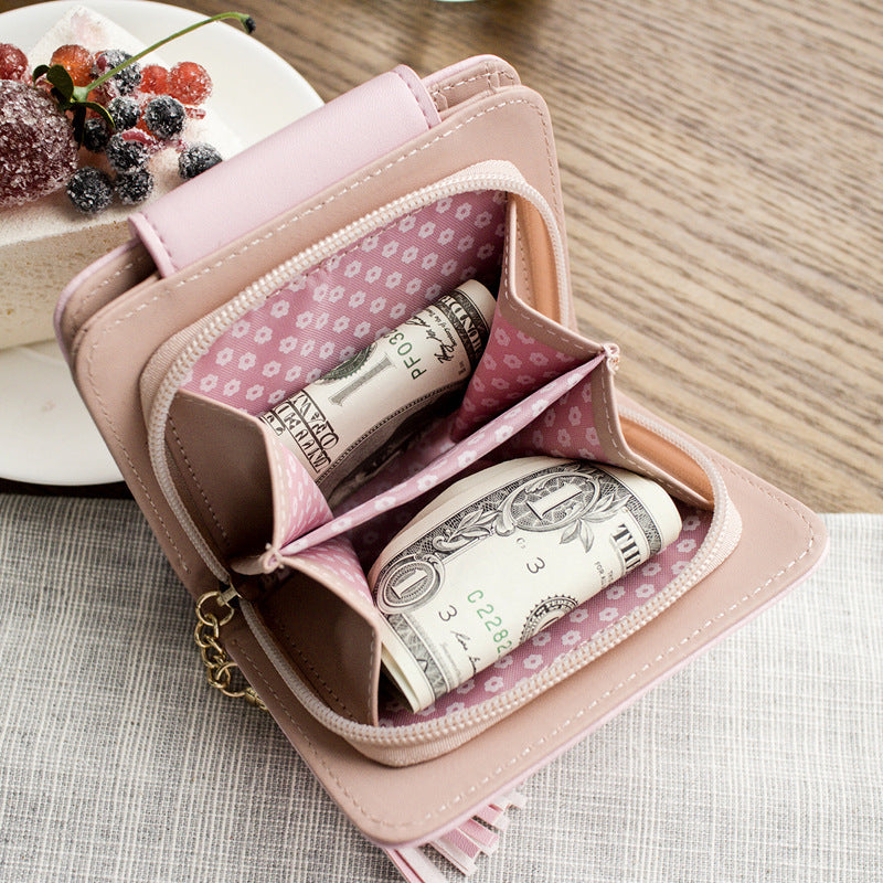 Portafoglio da donna in pelle con orecchie di gatto,