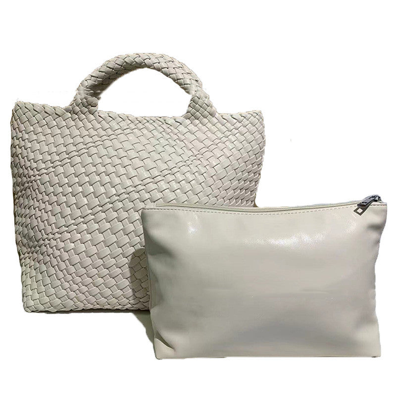 Borsa a mano da donna di grande capacità, intrecciata a mano