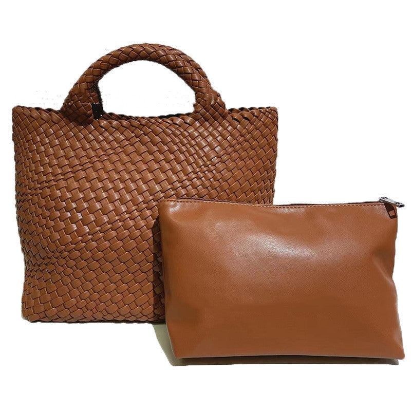 Borsa a mano da donna di grande capacità, intrecciata a mano