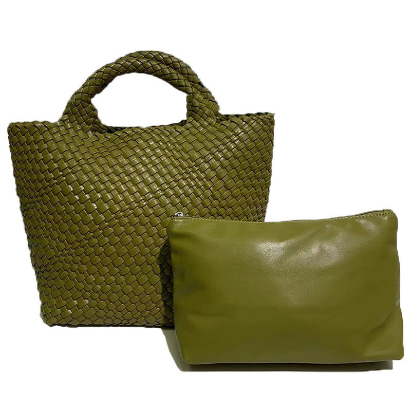 Borsa a mano da donna di grande capacità, intrecciata a mano