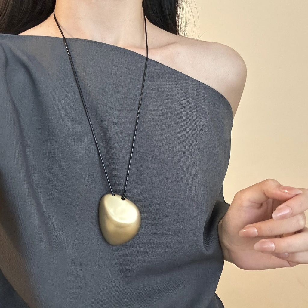 Irregular Brushed Pendant Necklace, Simple, Fashion, Frosted Geometric