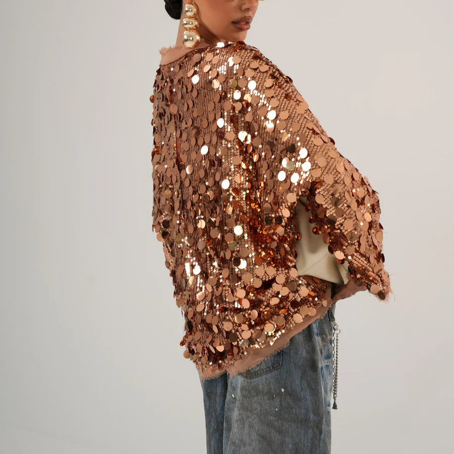 Stylish Solid Beaded Patchwork Jacket For Women