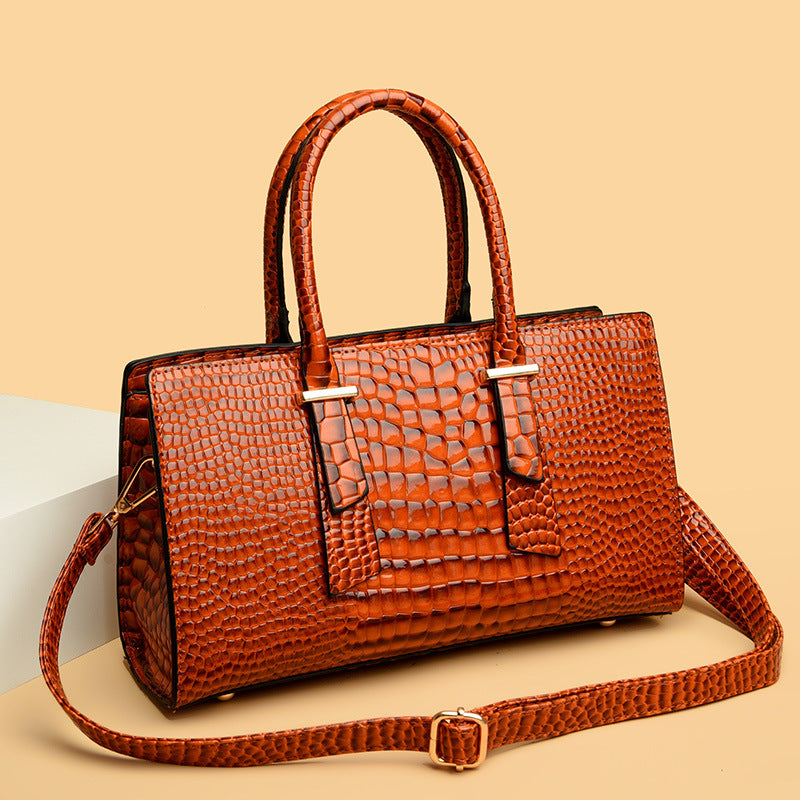 Borsa a tracolla da donna con motivo coccodrillo retrò, per ogni occasione