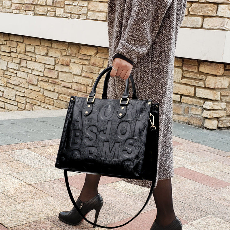 Women's Large Capacity All Match Black Shoulder Bag
