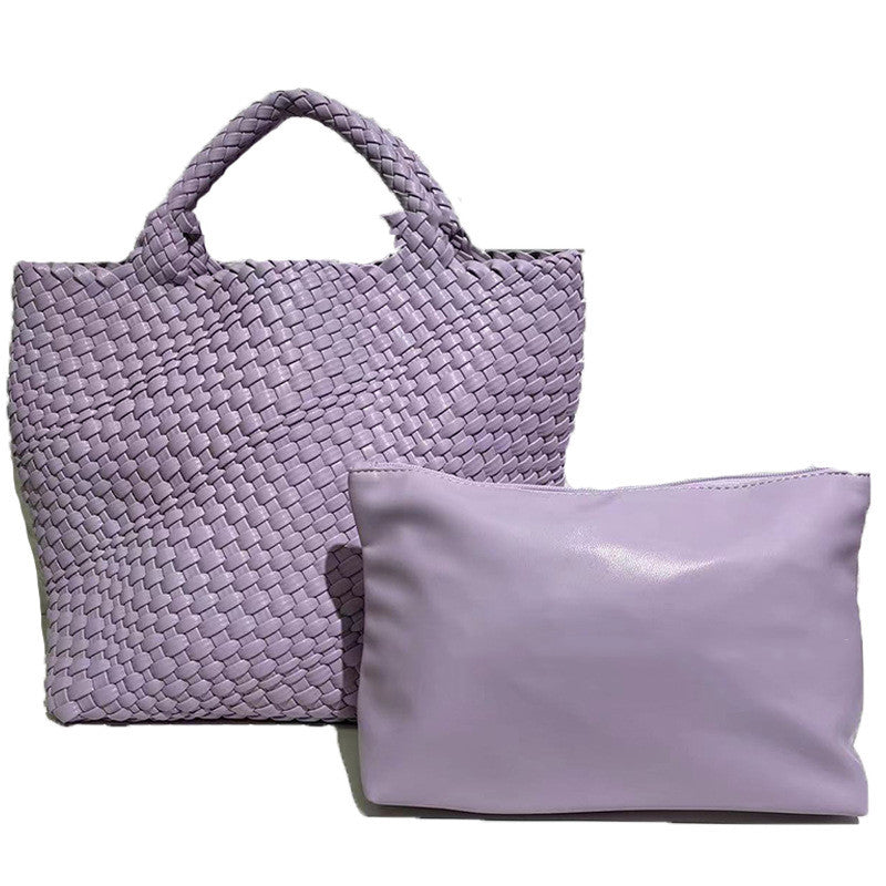 Borsa a mano da donna di grande capacità, intrecciata a mano
