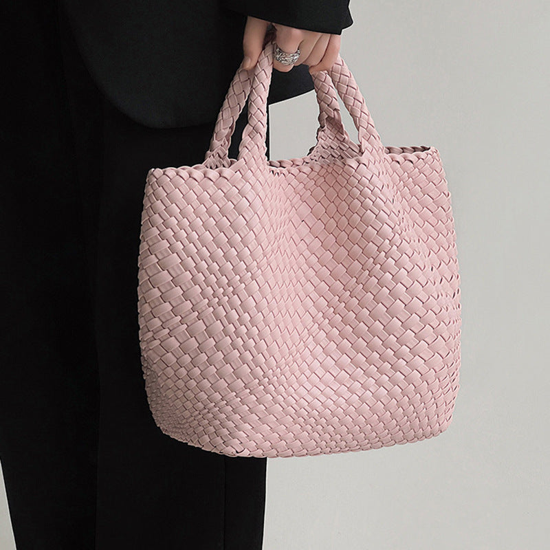 Borsa a mano da donna di grande capacità, intrecciata a mano