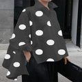 Camicia Bianca in Chiffon a Maniche Lunghe con Colletto a Pois per l'Ufficio