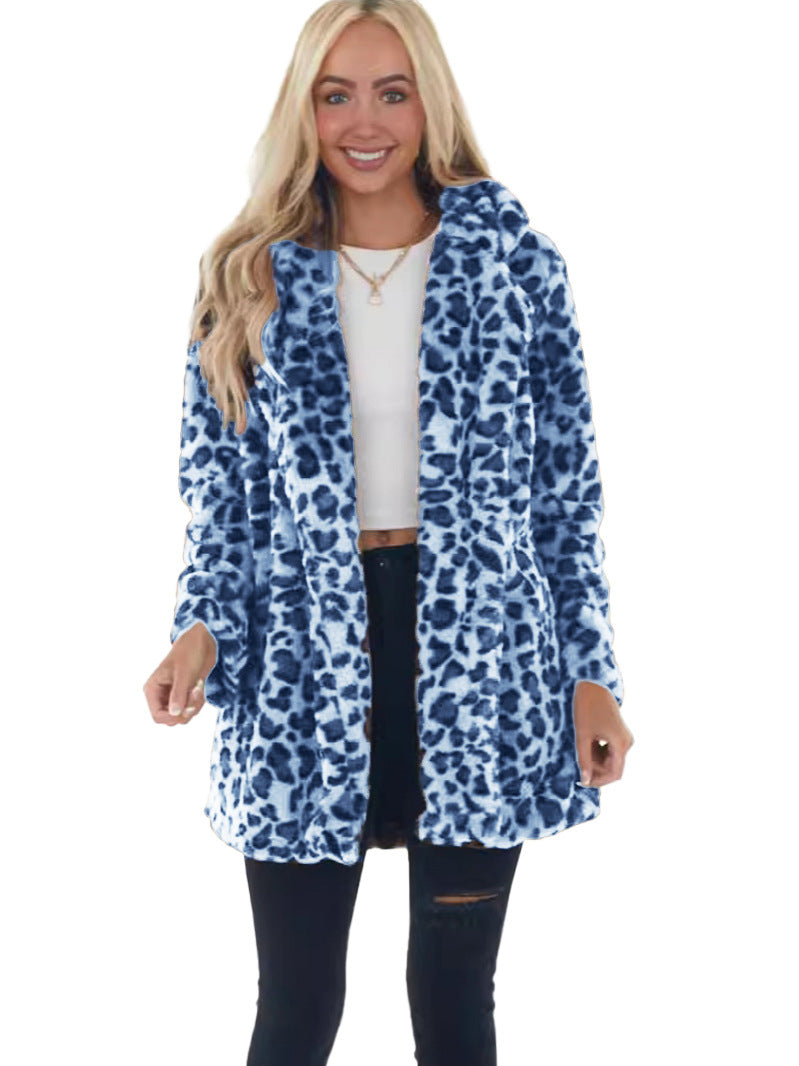 Rabbit Fur Leopard Print Mid-length Clothing Fashionable Jacket