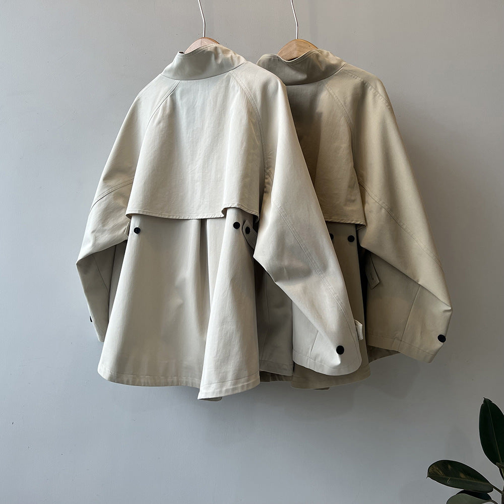 Women's Loose Mid-length Cape Trench Coat