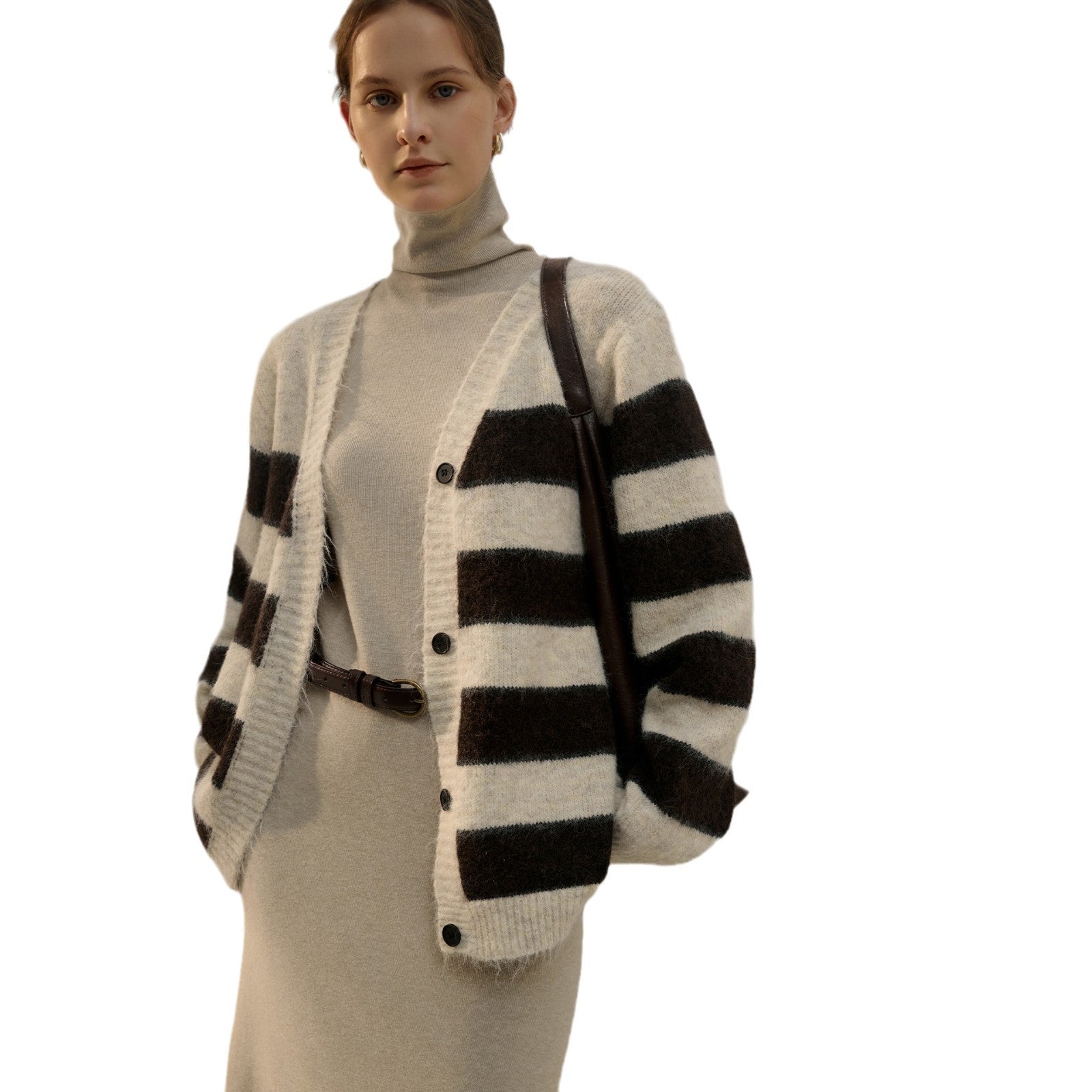 Retro Casual Striped Autumn Wool Women