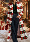 Cappotto lungo casual in lana scozzese