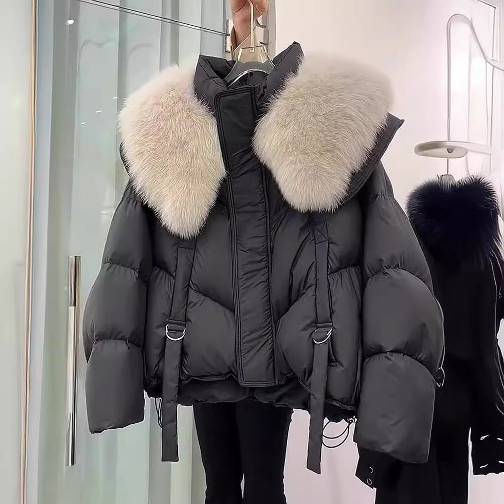 Cappotto Imbottito In Cotone Nero Invernale Da Donna