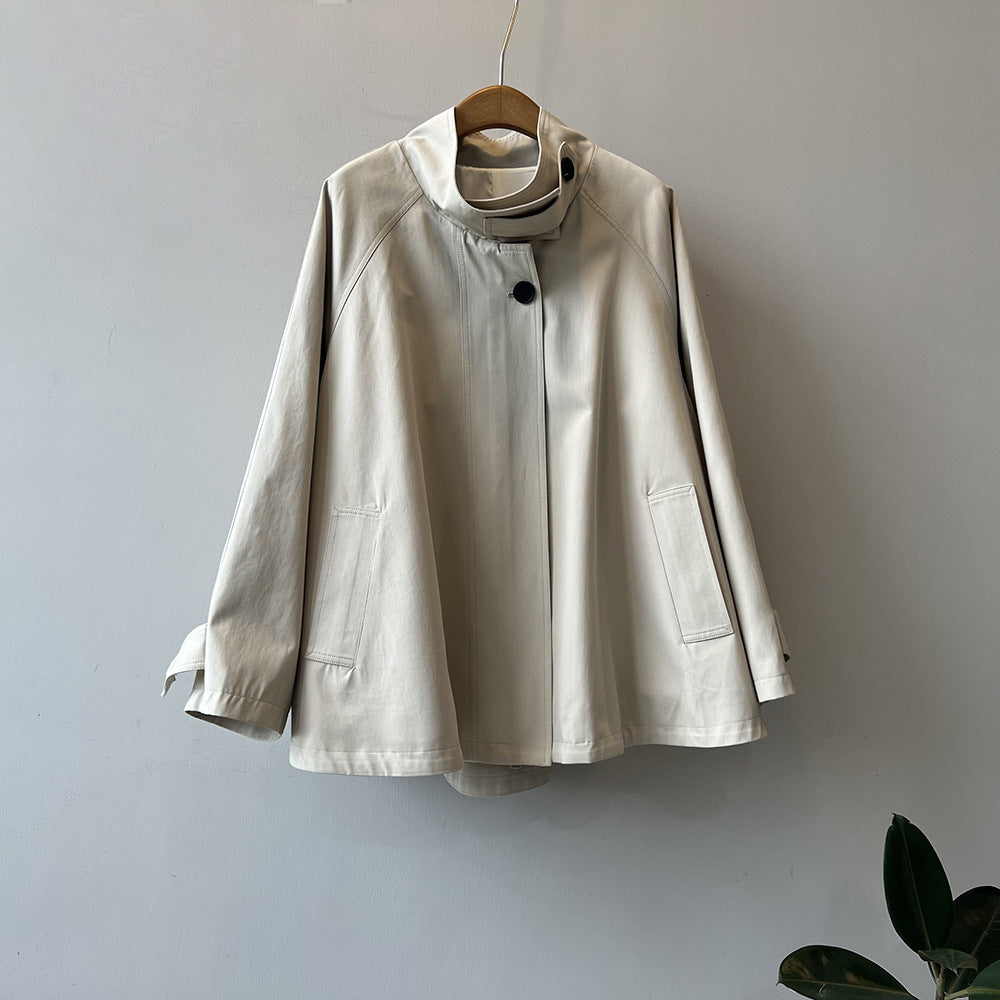 Women's Loose Mid-length Cape Trench Coat