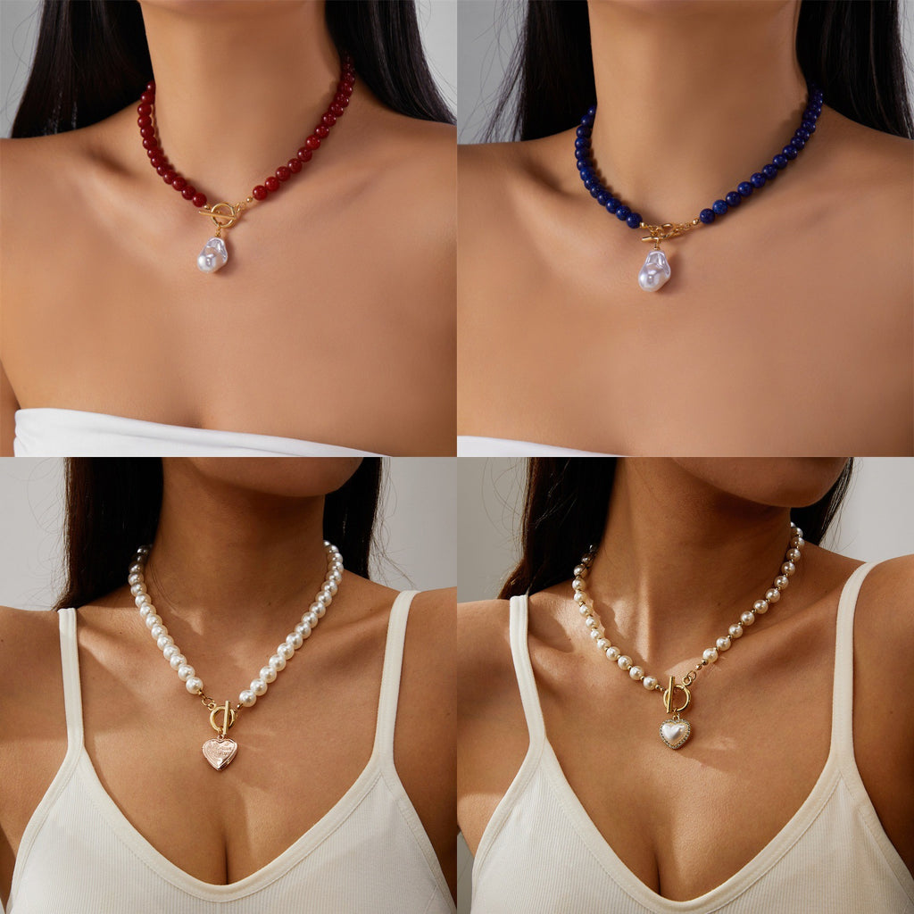 Collana da donna lavorata a mano con pietre naturali nere alla moda