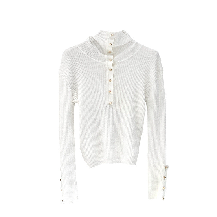 Maglione pullover a collo alto da donna in maglia sottile