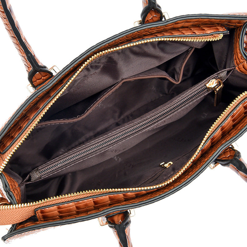 Borsa a tracolla da donna con motivo coccodrillo retrò, per ogni occasione