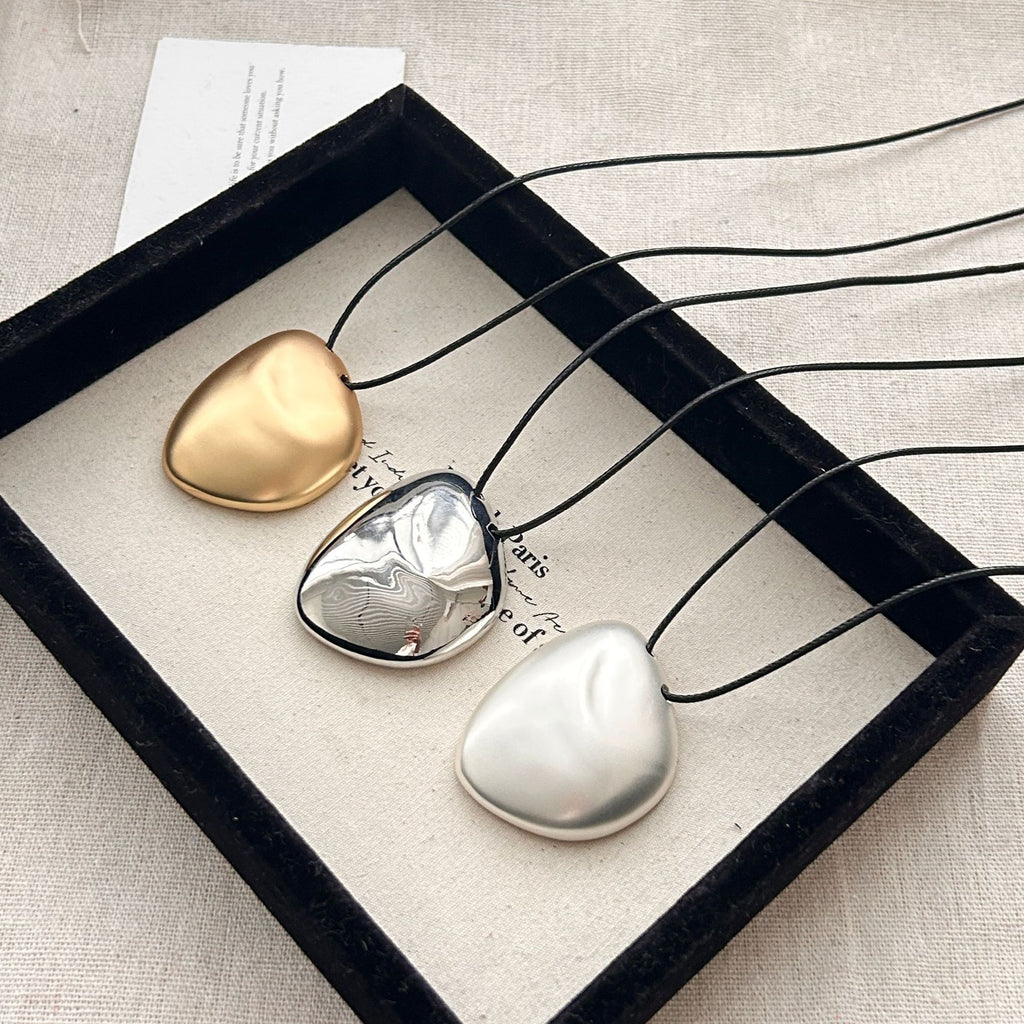 Irregular Brushed Pendant Necklace, Simple, Fashion, Frosted Geometric