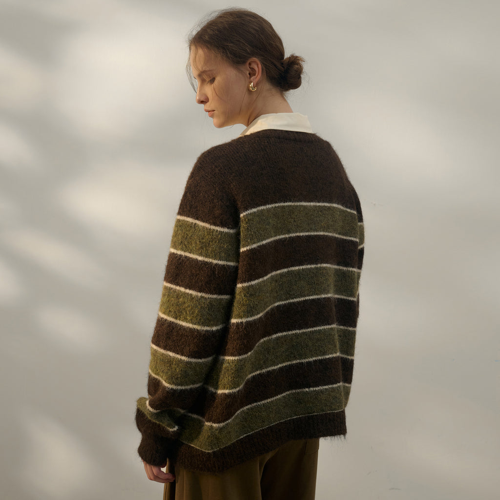 Retro Casual Striped Autumn Wool Women