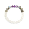 Bohemian necklace with 108 glittery beads and an amethyst lantern
