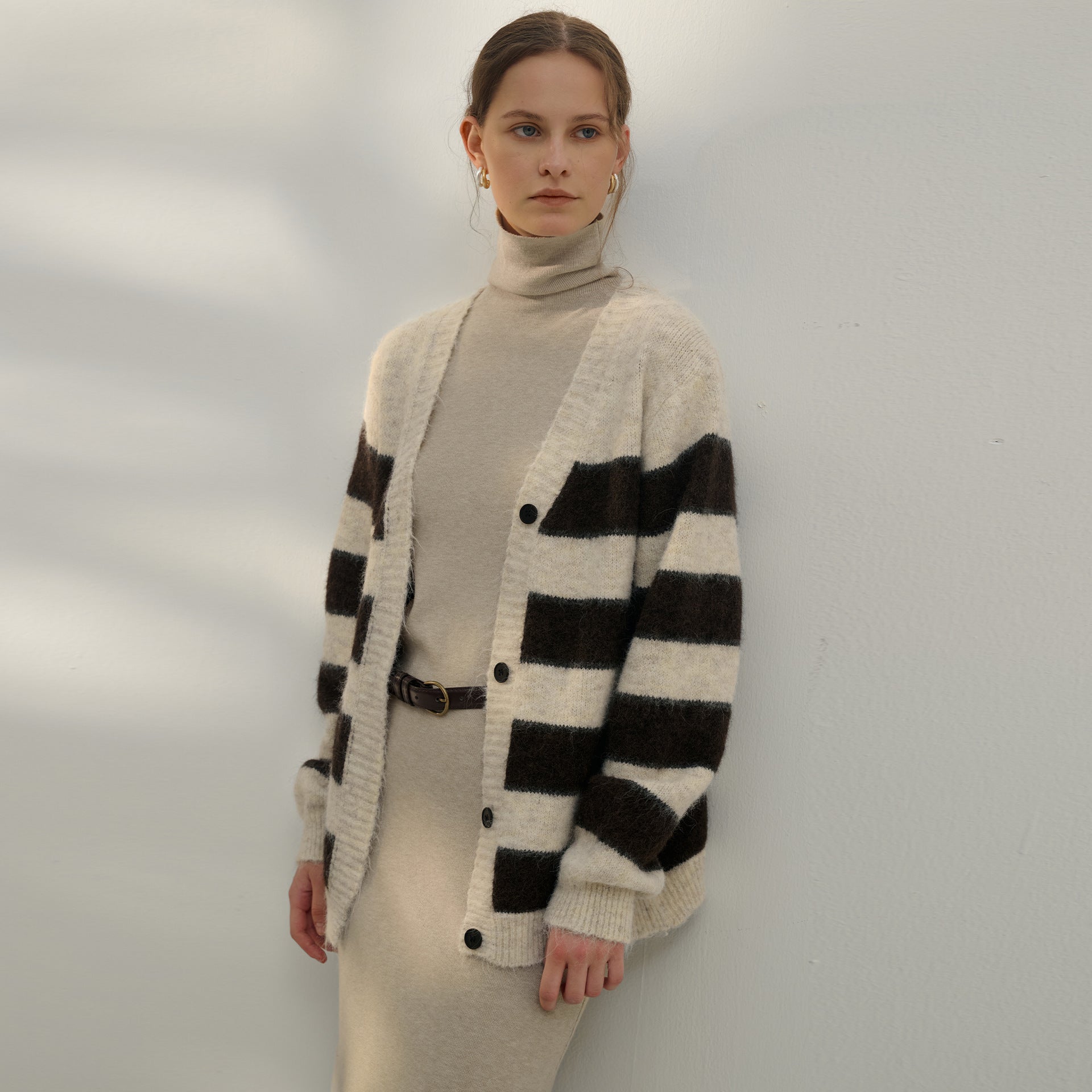 Retro Casual Striped Autumn Wool Women