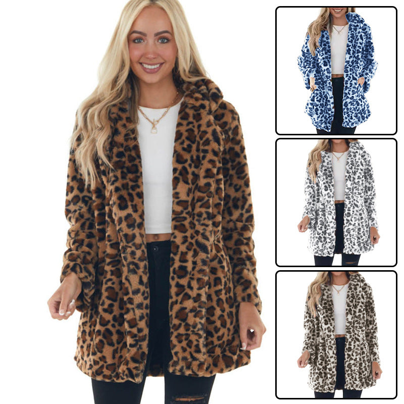 Rabbit Fur Leopard Print Mid-length Clothing Fashionable Jacket