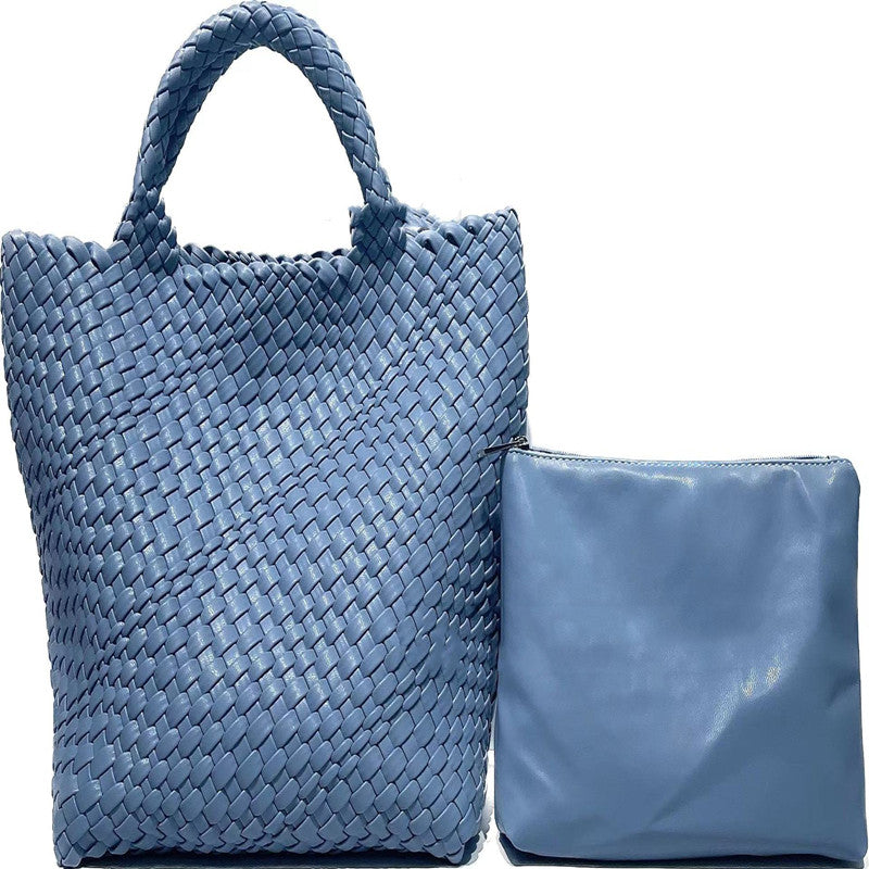Borsa a mano da donna di grande capacità, intrecciata a mano