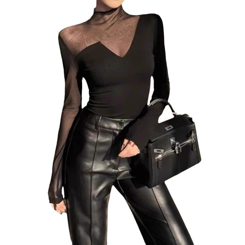 Top patchwork slim fit per donna