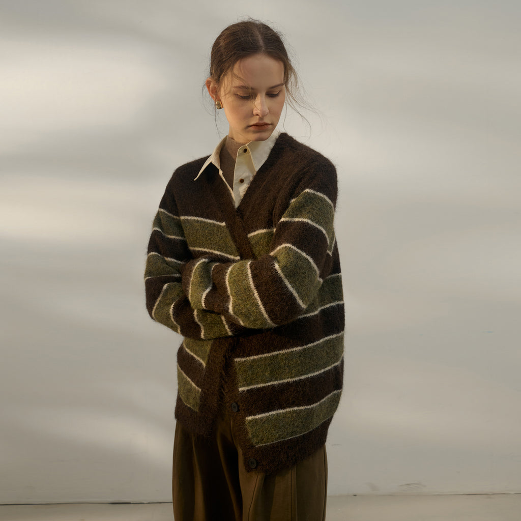 Retro Casual Striped Autumn Wool Women