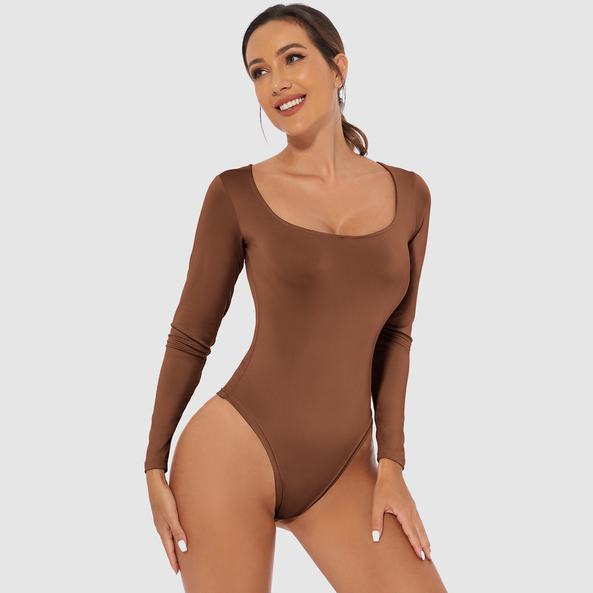 European And American Sexy Siamese Fit Hot Girl Women's Outer Wear Pure Color Tight Jumpsuit