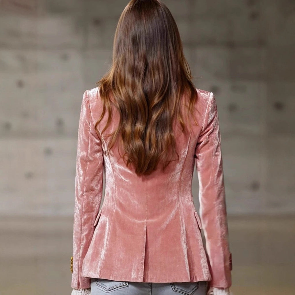 Women's autumn-winter slim-fit long-sleeved velvet blazer