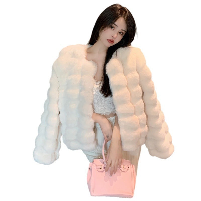 Environmental Protection Rabbit Fur Short Coat Women's Thickened Warm