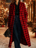 Cappotto lungo casual in lana scozzese