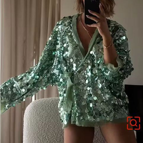 Stylish Solid Beaded Patchwork Jacket For Women