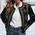 Women's geometric print cardigan, long-sleeved knit coat with