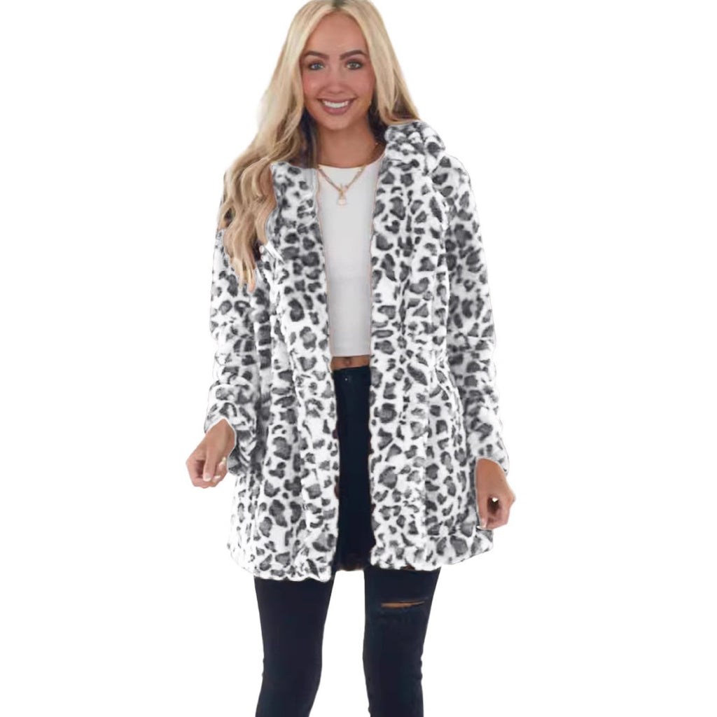 Rabbit Fur Leopard Print Mid-length Clothing Fashionable Jacket