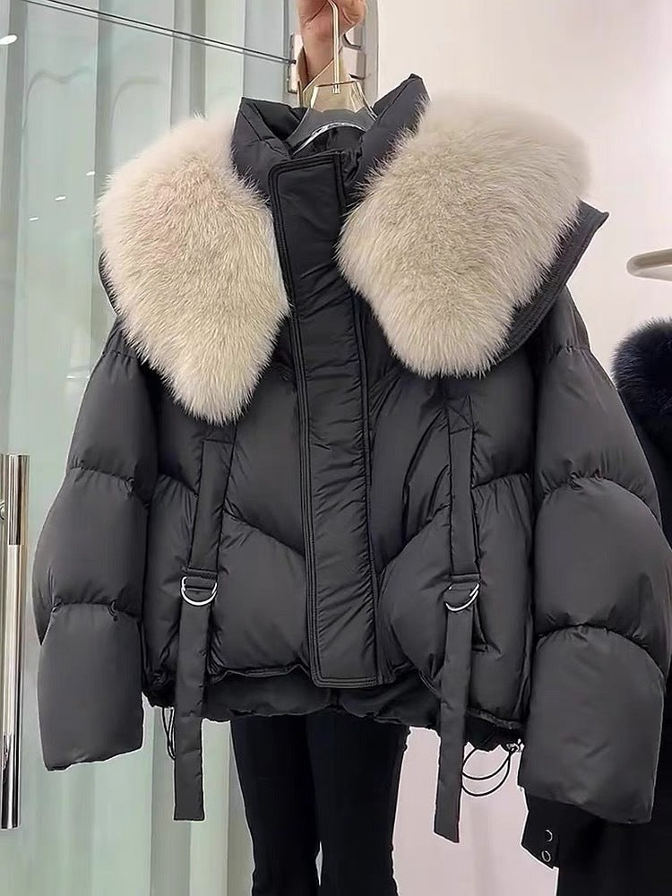 Cappotto Imbottito In Cotone Nero Invernale Da Donna