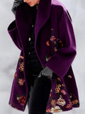 Cappotto in lana dolce e fresco, casual retrò, ampio e di media lunghezza, con revers